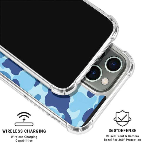 Light Blue Street Camo iPhone 16 Pro Clear Case
